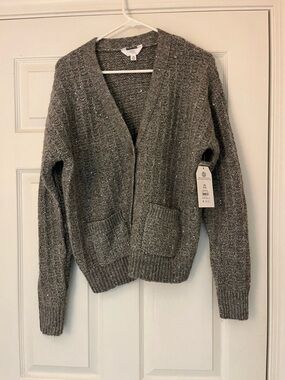 Time and Tru Charcoal Gray Open-Front Knit Cardigan